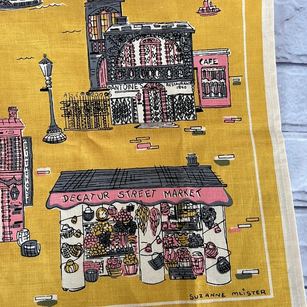 Vintage linen MCM hand towel/kitchen